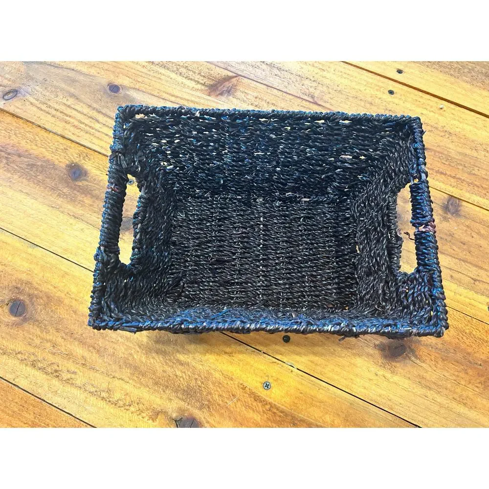 Dark Brown Woven Storage Basket Rectangle Decorative Basket Farmhouse Decor